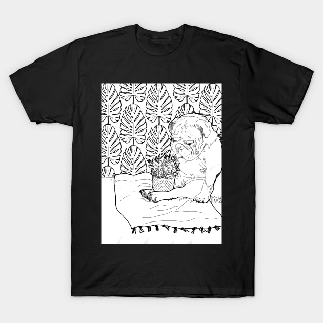 Bulldog and Succulent T-Shirt by donnadavisart1